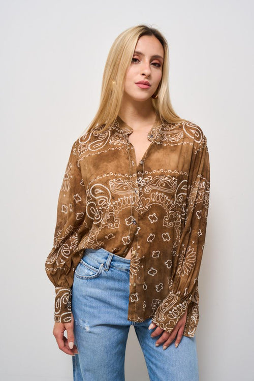 Camicia donna bandana marrone