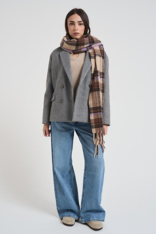 Sciarpa donna a quadri beige