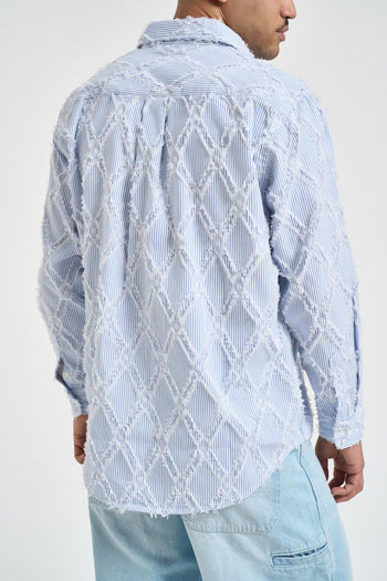 Camicia uomo a righe effetto sfrangiato - 5
