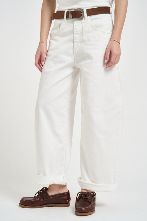 Jeans donna balloon in denim bianco - 2