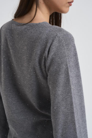 Maglia donna scollo a V grigia - 5