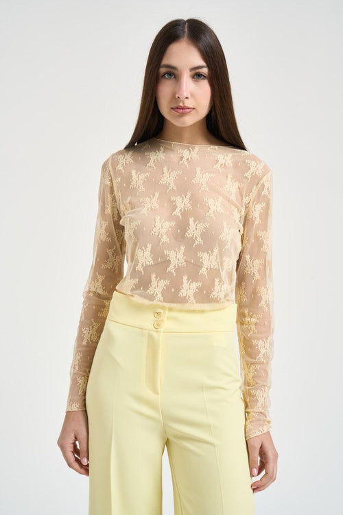 Maglia donna trasparente giallo pastello