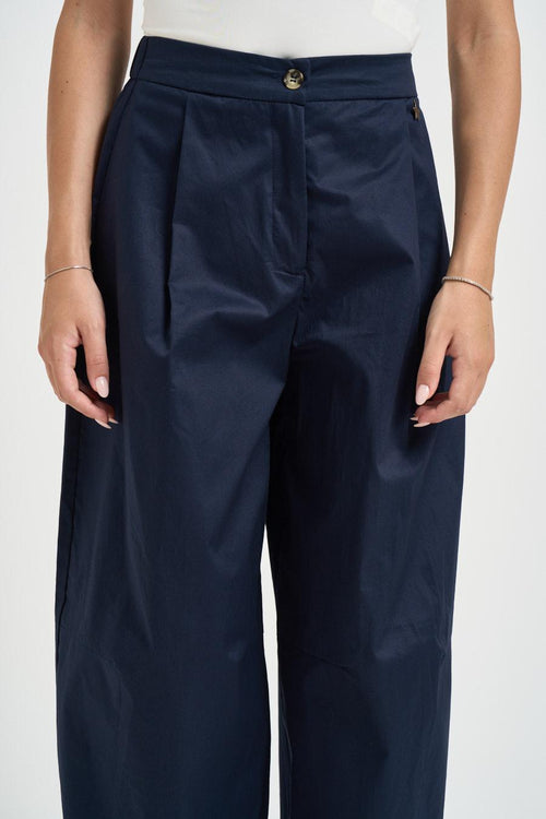 Pantalone donna barrel fit blu navy - 2