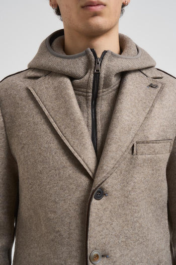 Cappotto uomo midi con felpa tortora - 3