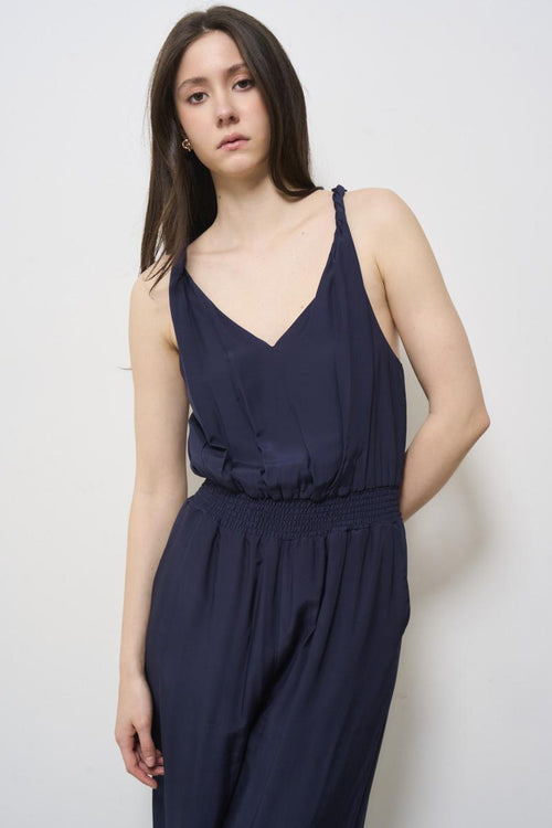 Midnight blue women's jumpsuit dress - 2
