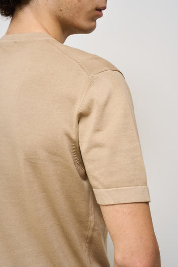 T-shirt uomo girocollo in maglia beige - 6