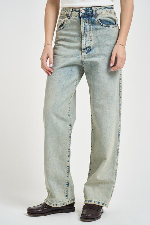 Jeans donna gamba dritta in denim chiaro