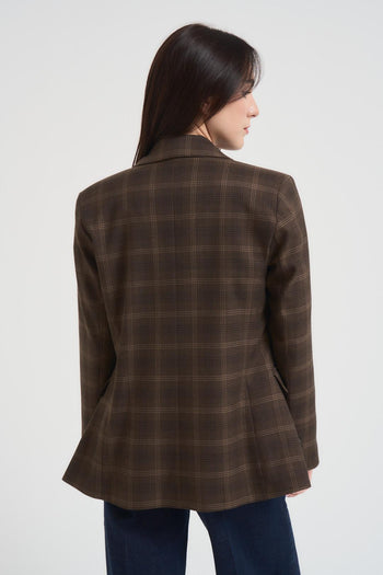 Giacca check doppiopetto donna moro - 5