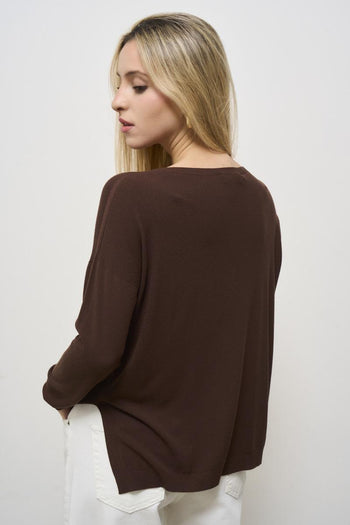 Maglia donna girocollo marrone - 4