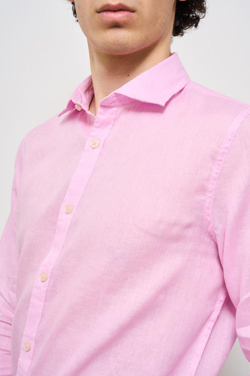Camicia uomo in lino rosa - 2