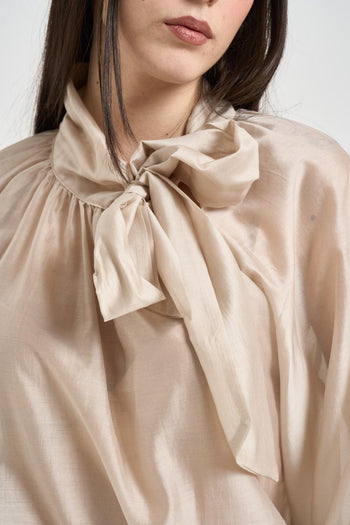 Camicia donna con fiocco beige - 3