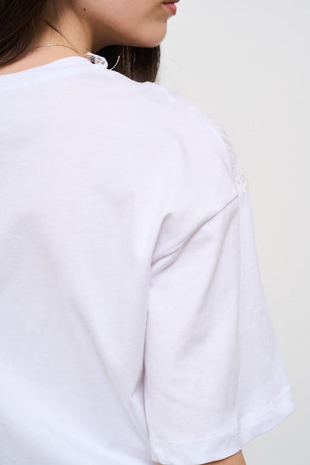 T-shirt donna bianca con pizzo - 5