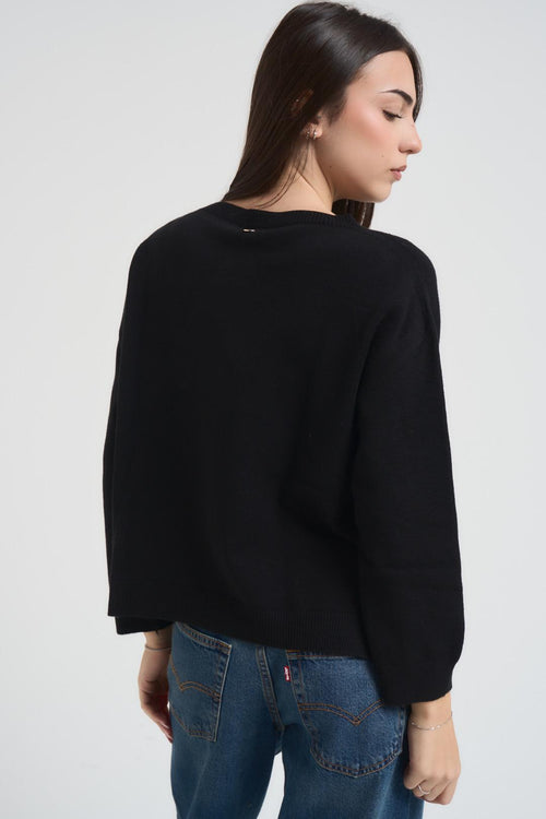 Maglia donna scollo a barca nera - 2