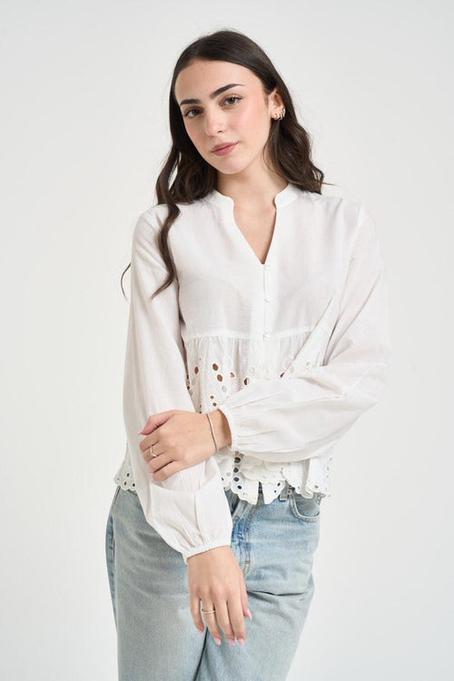 Camicia donna traforata bianca