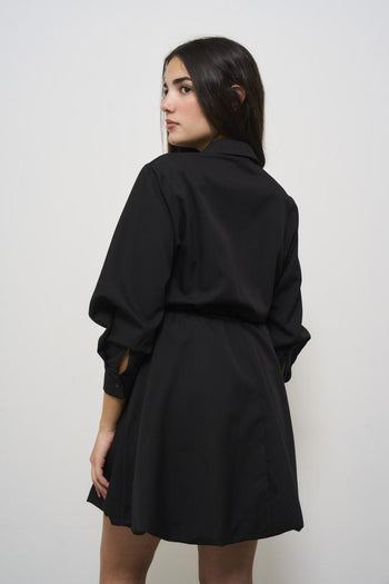 Abito donna mini a palloncino nero - 3