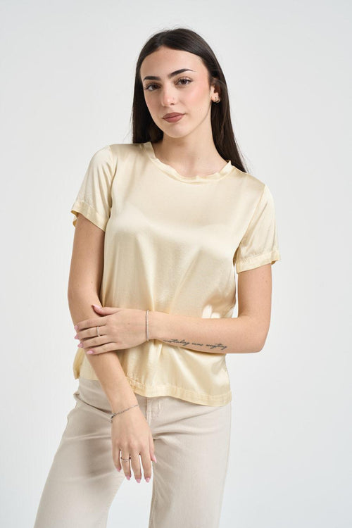 Blusa donna satinata gialla