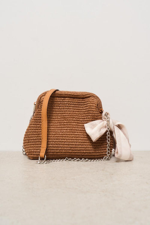 Borsa donna in rafia marrone - 1
