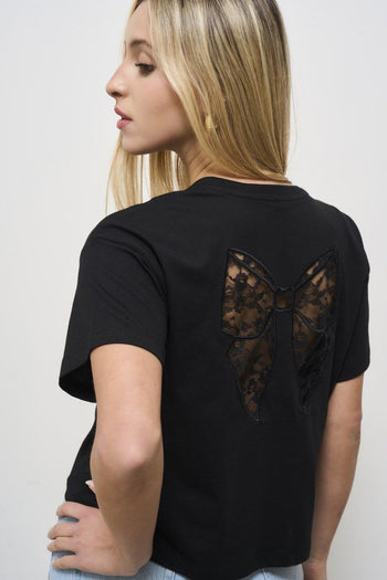Women's black cropped t-shirt - 4
