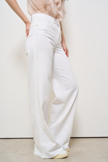 Jeans donna a palazzo in denim bianco - 5