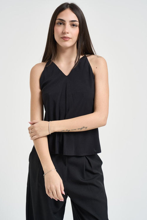 Top donna nero cut out retro