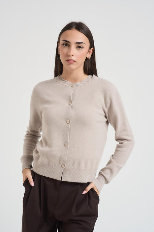 Set cardigan donna e t-shirt gesso