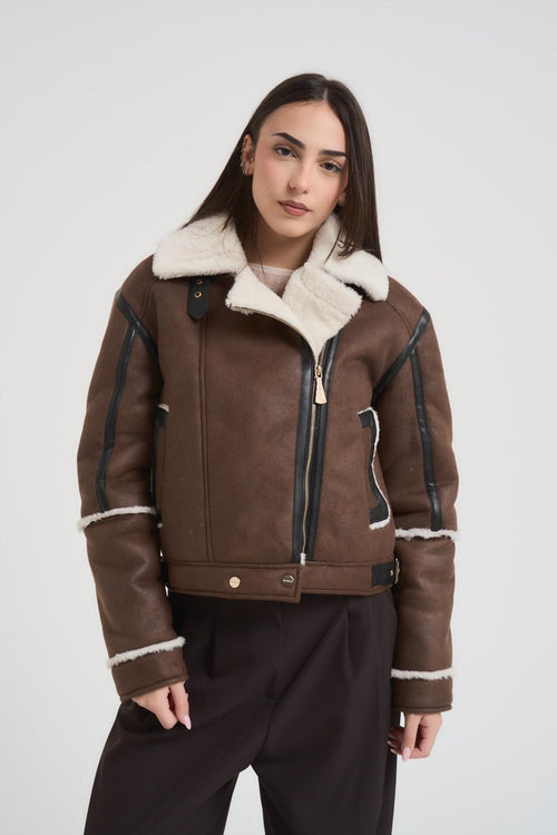 Ecomontone donna corto marrone - 2