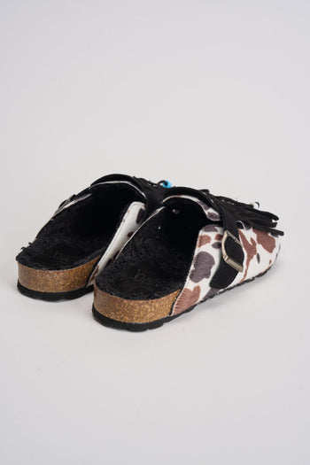 Sabot donna in suede animalier con frange - 7