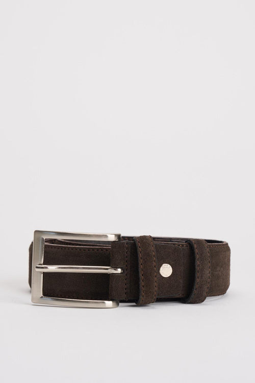 Cintura uomo in suede marrone