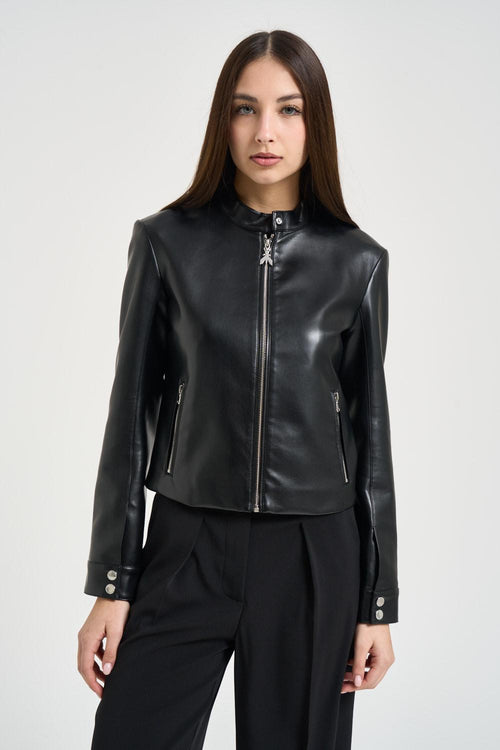 Chiodo donna in ecopelle nera