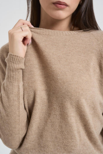 Maglia donna girocollo beige - 3