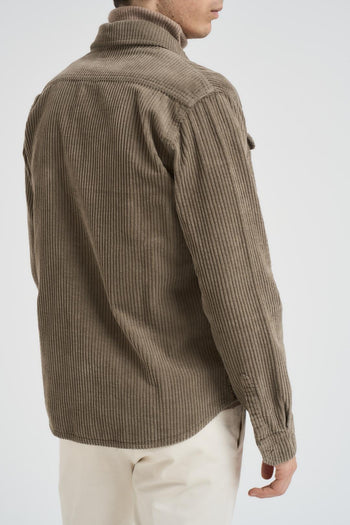 Camicia uomo a costine tortora - 4