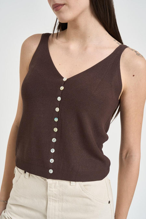Top donna in maglia marrone - 2
