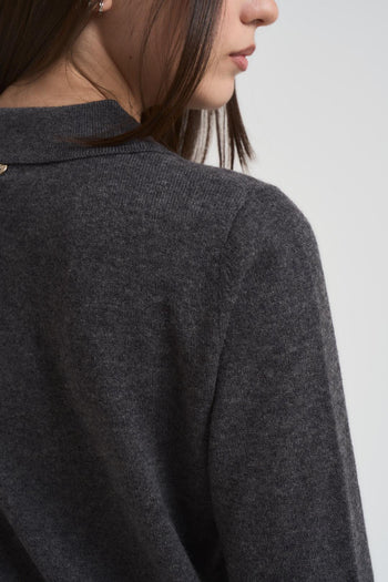 Polo donna in maglia grigio antracite - 4