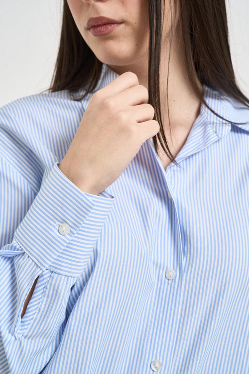 Camicia donna gessata azzurra - 2
