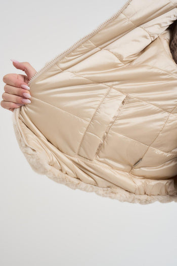 Ecopelliccia donna corta panna - 5