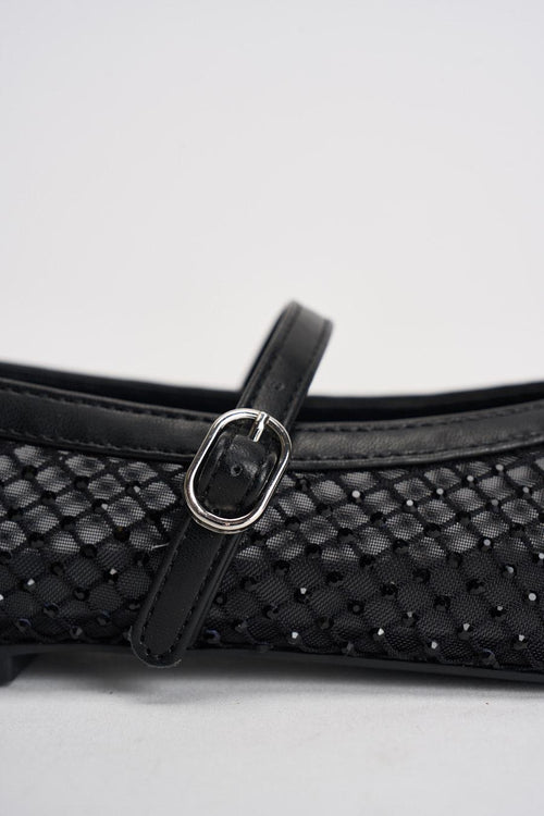 Ballerina donna rete nera con strass - 2