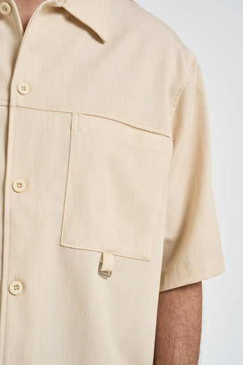 Camicia uomo a maniche corte panna - 4