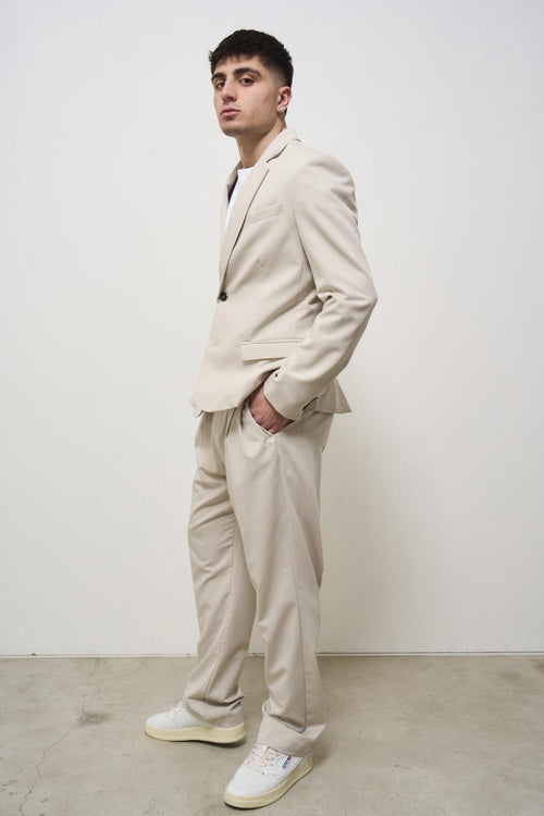 Beige single-breasted men's jacket - 2