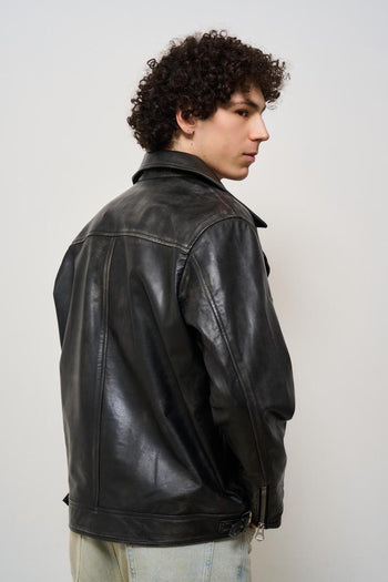 Giubbotto uomo in pelle nero - 7