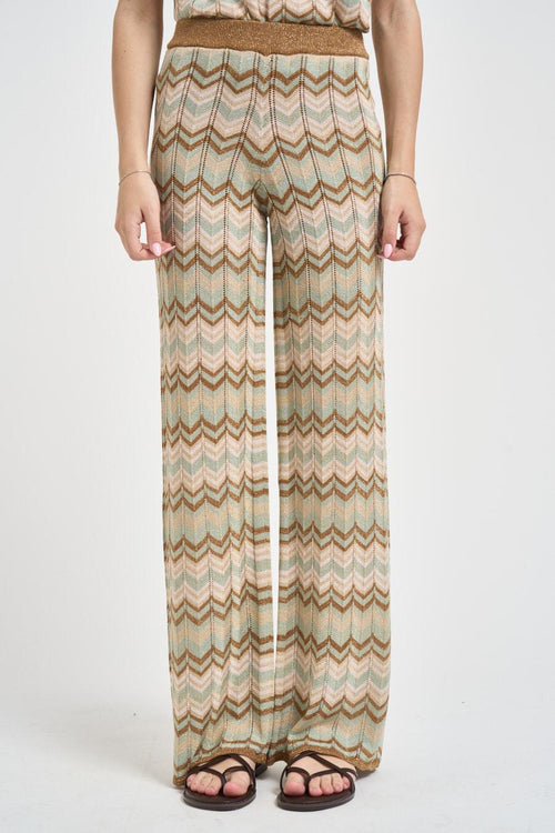 Pantaloni donna fantasia zig zag multicolor