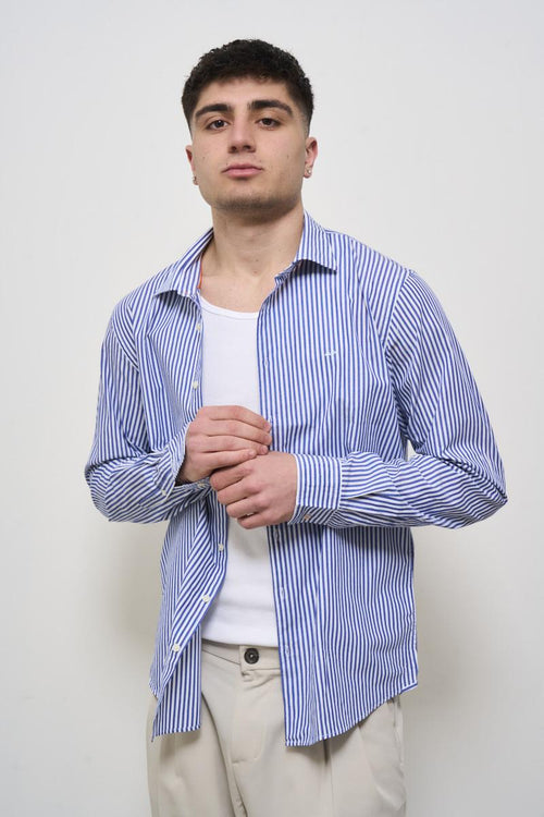 Camicia uomo a righe blu - 2