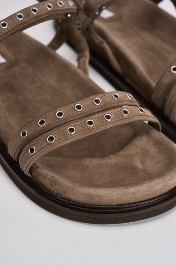 Sandalo donna in suede tortora - 4