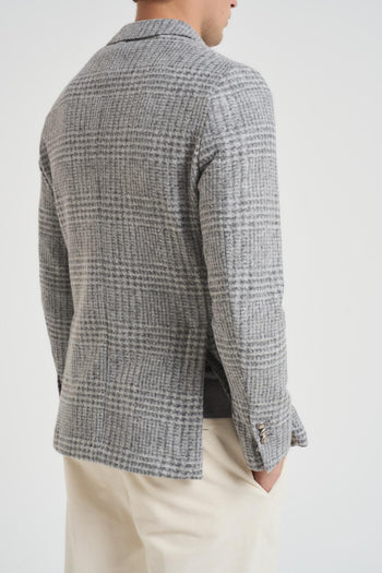 Giacca uomo doppiopetto a quadretti grigia - 5