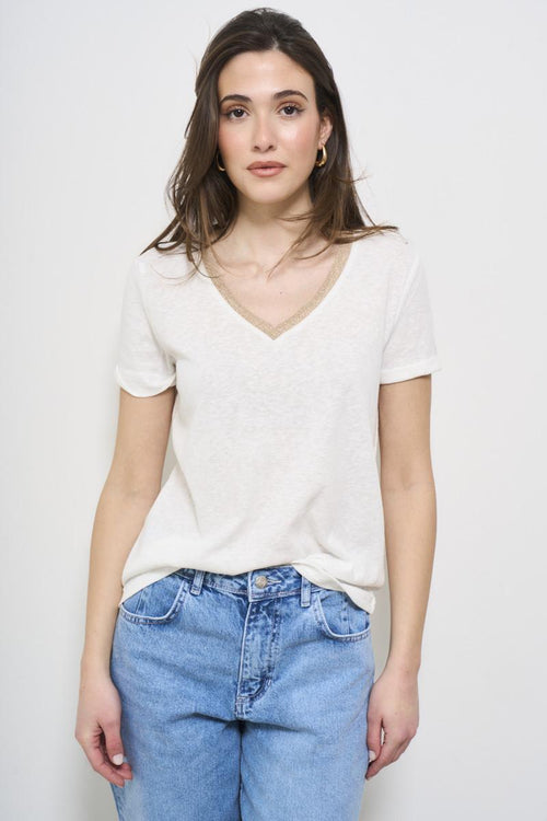 T-shirt donna scollo a V bianca