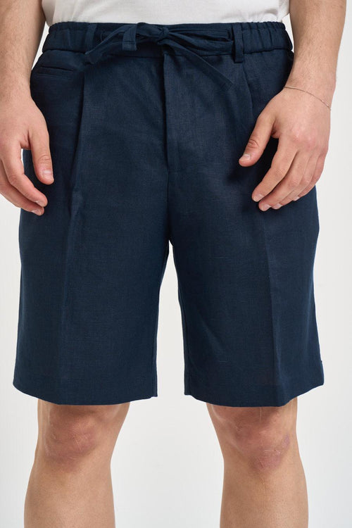 Bermuda uomo in lino blu navy