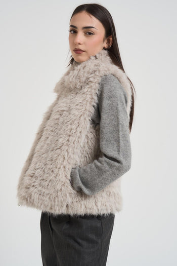 Gilet donna ecopelliccia grigio chiaro - 4