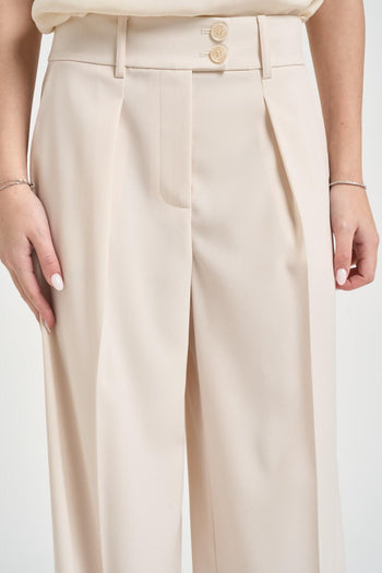 Pantalone donna a palazzo panna - 5