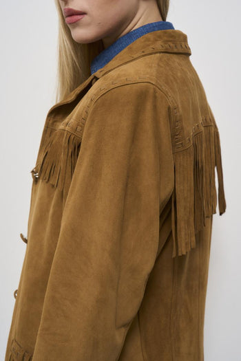 Giacca donna in camoscio marrone - 6