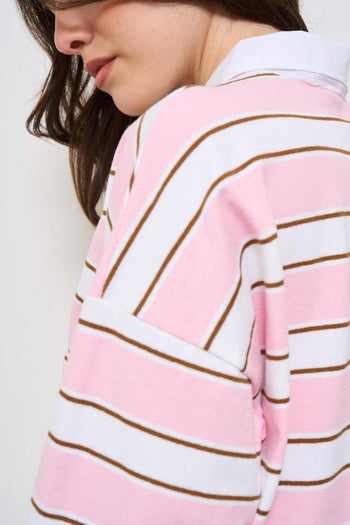 Polo donna a righe rosa - 4