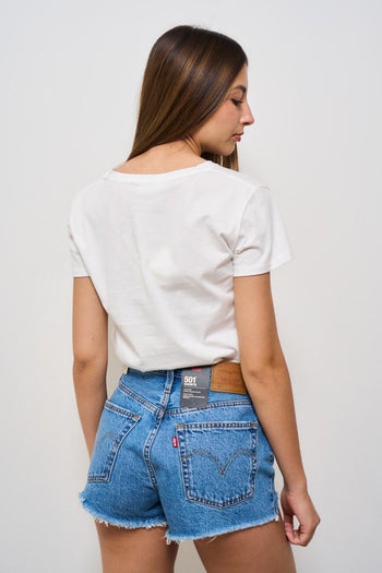 T-shirt donna girocollo bianca con scritta - 3